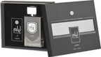 Das Lattafa Liam 100ml Unisex Parfum elegant präsentiert in seiner luxuriösen, grau-schwarzen Originalverpackung.